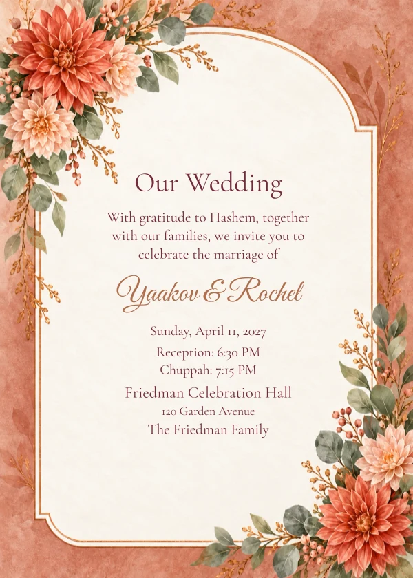 Terracotta Dahlia — invitation sample with editable text