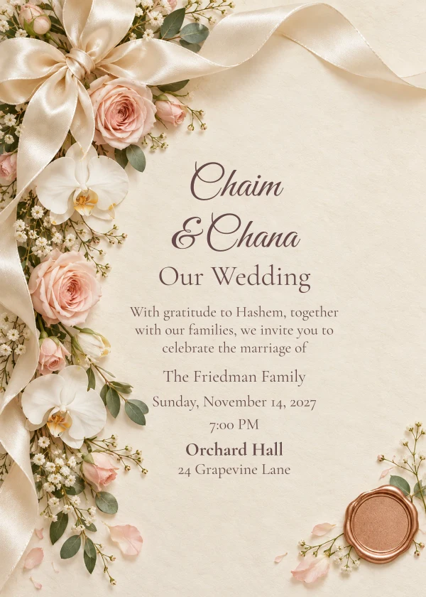 Our Names in Silk — invitation sample with editable text