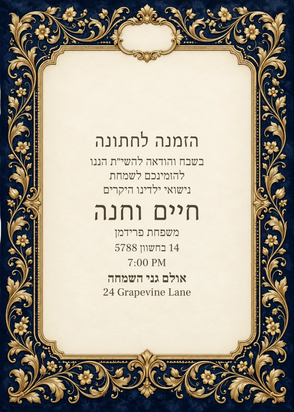 The Midnight Wedding — invitation sample with editable text
