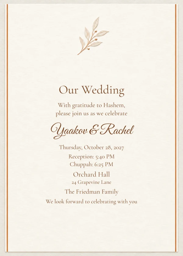 Ivory Copper · English — invitation sample with editable text