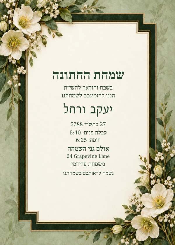 Forest Floral Deco — invitation sample with editable text