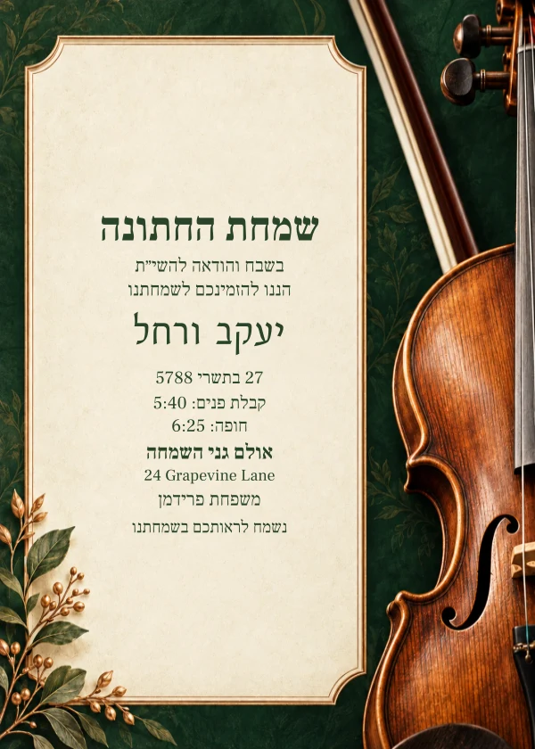 Forest Violin Letter — invitation sample with editable text