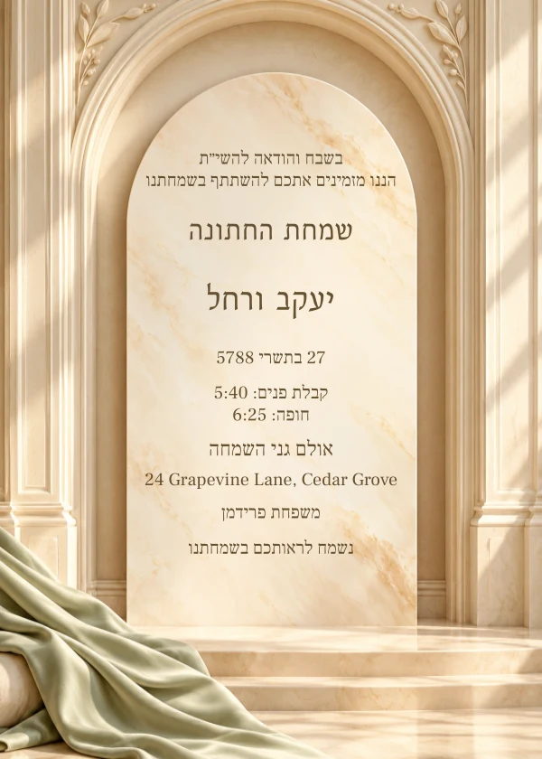 Ivory Archway & Sage — invitation sample with editable text